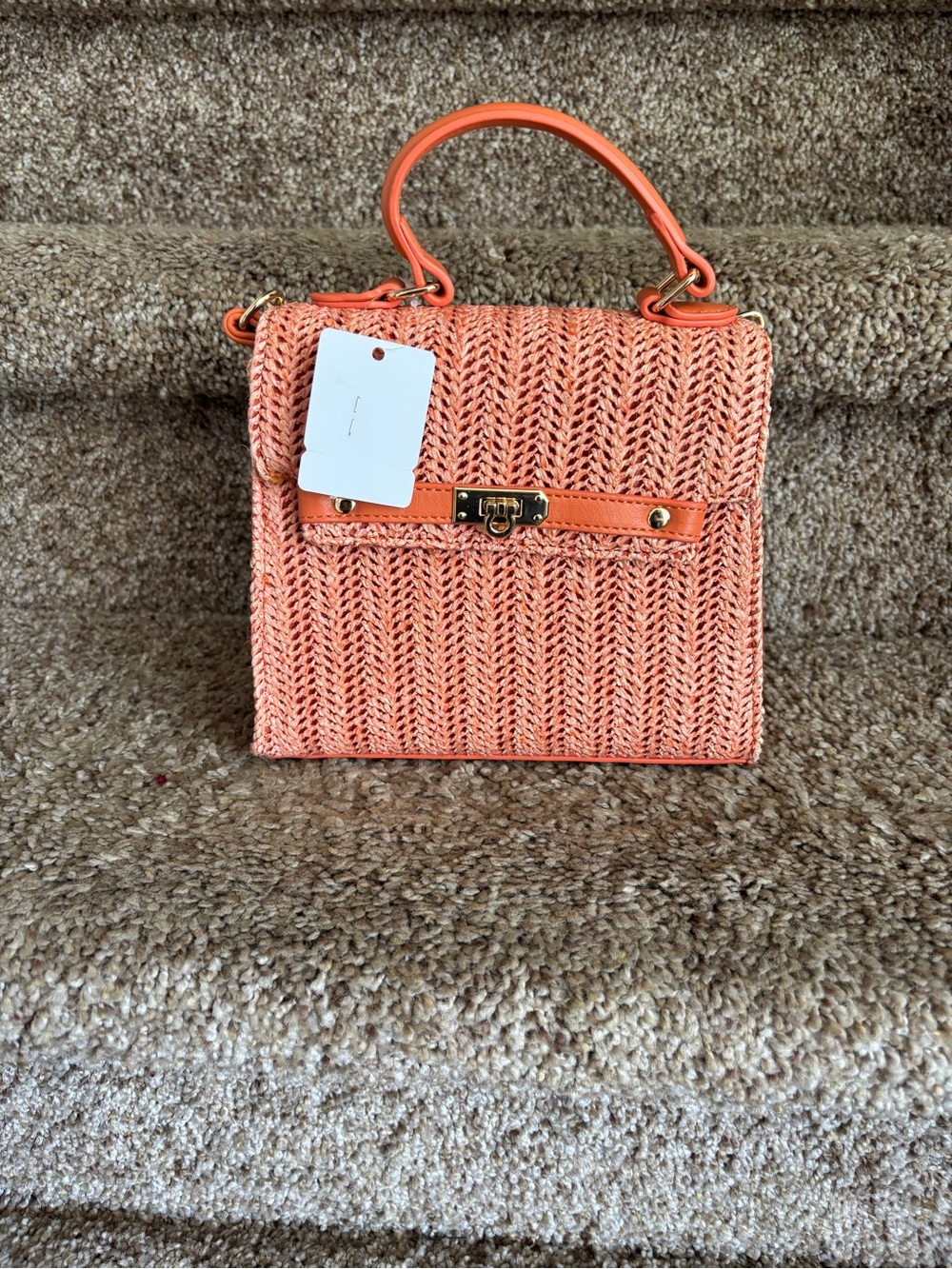 Woven Coral Top-Handle Women’s Bag
